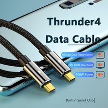 4U Sky Thunderbolt 4 1m 100W 40GBPS 8k 60Hz Type-C Şarj Veri Kablosu (Yurt Dışından)