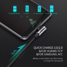 4U Sky 1m USB 2.0 - Tip-C Şarj Kablosu Sağ Açı Veri Kablosu 18W 3A Hızlı Şarj Kablosu Dizüstü Bilgisayar / Tablet / Cep Telefonu Için Uyumlu (Yurt Dışından)