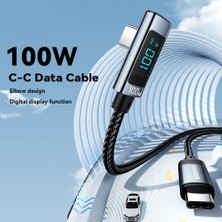 4U Sky 1m Dirsek 100W Type-C - Type-C Şarj Veri Kablosu Dijital Ekran Usb-C Şarj Kablosu (Yurt Dışından)