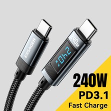 4U Sky 240W Dijital Ekran Hızlı Şarj Veri Kablosu 1m Type-C'den Type-C'ye Şarj Kablosu (Yurt Dışından)