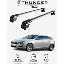 Thunder Volvo V60 2011-2018 Trx2 Thunder Carrier Kilitli Ara Atkı Taşıyıcı Tavan Barı Gri