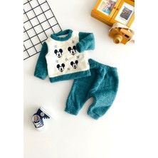 Derin Bebe Neşeli Bebekler Mickey Nakışlı Desen Welsoft Takım Yeşil