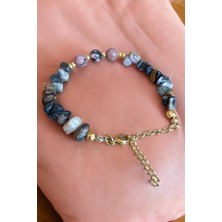 Mga Doğaltaş Rodonit Taşı Bileklik Dorika Bileklik Kırıktaş Bileklik Gerçek Doğal Taş Çelik Metal