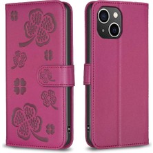 Manyi Mall IPhone 14 Için Flip Case Çok Renkli Kart Yuvaları Tutucu Kickstand Yonca Pu (Yurt Dışından)