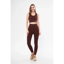 Molli Crop Tayt Ikili Spor Takımı - Bordo