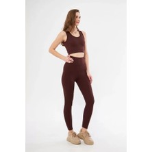 Molli Crop Tayt Ikili Spor Takımı - Bordo