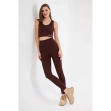 Molli Crop Tayt Ikili Spor Takımı - Bordo