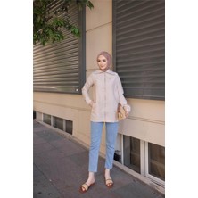 Destan Taş Detaylı Fermuarlı Sade Basic Ceket - 71139.026 - Bej