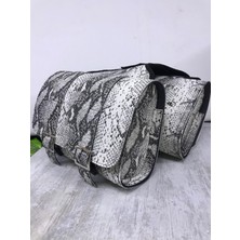 Dot Cycle Chopper Motosiklet Yılan Desenli Deri Yan Çanta Takımı (2'li) (Suni Deri)