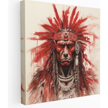 Painted Anarchy Kızılderili Duvar Tablosu - Yoğun Gözler Savaşçı Kanvas Tablo - Kızılderili, Kanvas Tablo, Kızılderili, Duvar Sanatı, 30X30