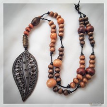 Z Jewelry Art Kanga - El Yapımı Etnik Otantik Bohem Kadın Erkek Unisex Yaprak Kolye