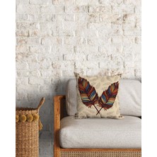 Menesa Home Tüy Desenli Doğal Temalı Afrika Renkli Dijital Baskılı Kırlent Kılıfı