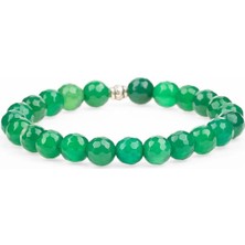 Zeynep Büyükbay Kesme Yeşil Akik Doğal Taş Bileklik 8mm