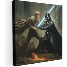Painted Anarchy Skywalker Vader'a Karşı Işın Kılıcı Düellosu Kanvas Tablo, 30X30 cm