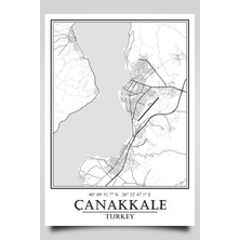 Hari Tasarım Çanakkale Şehir Haritası Çerçevesiz Poster-Harita Sanatı, Map Art Design