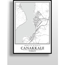 Hari Tasarım Çanakkale Şehir Haritası Çerçevesiz Poster-Harita Sanatı, Map Art Design