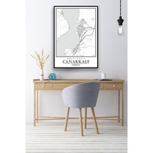 Hari Tasarım Çanakkale Şehir Haritası Çerçevesiz Poster-Harita Sanatı, Map Art Design