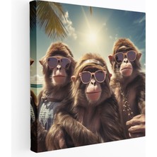 Painted Anarchy Plaj 3 Maymunu Kanvas Tablo