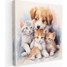 Painted Anarchy Sevimli Köpek Yavruları ve Yavru Kediler Kanvas Tablo, 30X30 cm