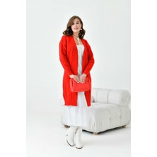 FTZ Women Kadın Saç Örgülü Hırka  Kırmızı 20728