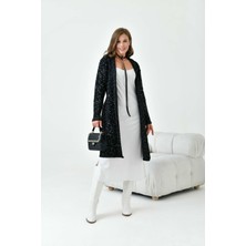 FTZ Women Ftz Kadın Kendinden Kemerli Uzun Hırka Siyah 20737