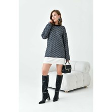 FTZ Women Kadın Çizgi Detaylı Kazak  Siyah 20744