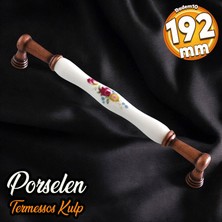Badem10 Termessos Gerçek Porselen Antik Bakır 192 mm Mobilya Mutfak Kulp Çekmece Dolap Kulplar Kulbu