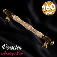Badem10 Afrodisyas Gerçek Porselen Antik Kahve 160 mm Mobilya Mutfak Kulp Çekmece Dolap Kulplar Kulbu
