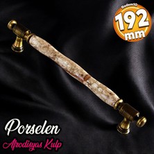 Badem10 Afrodisyas Gerçek Porselen Antik Kahve 192 mm Mobilya Mutfak Kulp Çekmece Dolap Kulplar Kulbu