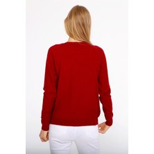 FTZ Women Kadın Peluş Nakışlı Triko Bordo 21-1043