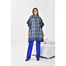 FTZ Women Kadın Ekose Detay Panço  İndigo 21-1116