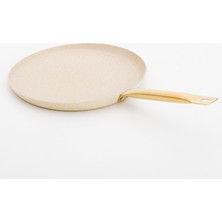 Evren 30 cm Cream Kısa Kenarlı Krep Tava, Non-Stick Krep Omlet Tavası (Çelik Boru Kulp)