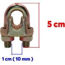 Badem10 Çelik Halat Sıkma Sabitleme Klemensi 10 mm Çamaşır Ipi Sıkma Bağlama Somunlu A Tipi Kelemens 4 Adet