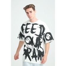 Four Man Oversize Feed Your Brain Baskılı  Tişört - Sokak Modasının Yeni Trendi