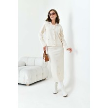 FTZ Women Kadın Düğmeli İkili Takım  Kemik 20712