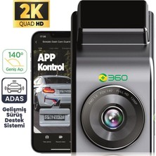 360+ G300H Pro 2K QHD ADAS Wifi + GPS 140° Geniş Açı Gece Görüşlü Akıllı Araç İçi Kamera