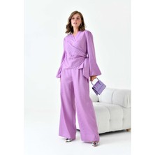 FTZ Women Kadın Pantolonlu Simli Takım  Lila 30863