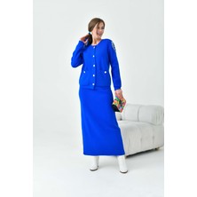 FTZ Women Kadın Kol Detaylı İkili Takım  Saks Mavi 20721