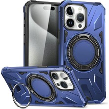 Forestl Digital Iphone 15 Pro Max Tpu+Pc Telefon Kılıfı Döner Kickstand Koruyucu Kapak Navy Blue (Yurt Dışından)