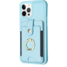 Forestl Digital Iphone 12 Pro Max Pox Vaka Şok Geçirmez Kickstand Case Anti-Drop Pu+Tpu Telefon Kapağı Kart Tutucu Mavisi (Yurt Dışından)