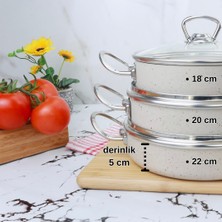 Meşeler Granit Omlet Sahan Seti 3 Lü Seti Inox