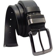 Karalı Deri Deribond Deri Metal Köprülü Erkek Kemer