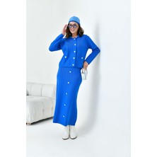 FTZ Women Kadın Düğmeli İkili Takım  Saks Mavi 20712