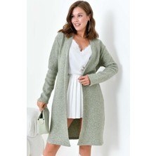 FTZ Women Kadın Kendinden Kemerli Uzun Hırka  Mint 20737