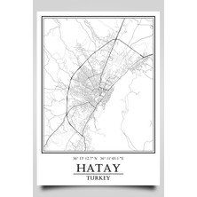 Hari Tasarım Hatay Şehir Haritası Çerçevesiz Poster-Harita Sanatı, Map Art Design