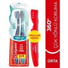 Colgate 360 Komple Ağız Temizliği  Orta Diş Fırçası 1+1 Fırça Kabı Hediye