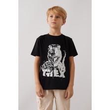 Mackays Erkek Siyah Dinozorlu Tshirt