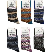 Kardeşler Çorap Kadın Lambswool Yün Kışlık Kalın Soket Çorap 6'Lı Paket