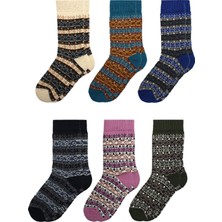 Kardeşler Çorap Kadın Lambswool Yün Kışlık Kalın Soket Çorap 6'Lı Paket