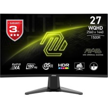 MSI 27" MAG 27CQ6F 2560x1440 (WQHD) 16:9 CURVE 1500R RAPID VA 180HZ 0.5MS GTG FREESYNC GAMING MONITOR